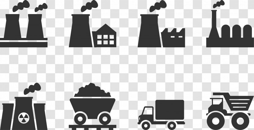 Factory Industry Icon - Silhouette - Black Chimney Car Transparent PNG