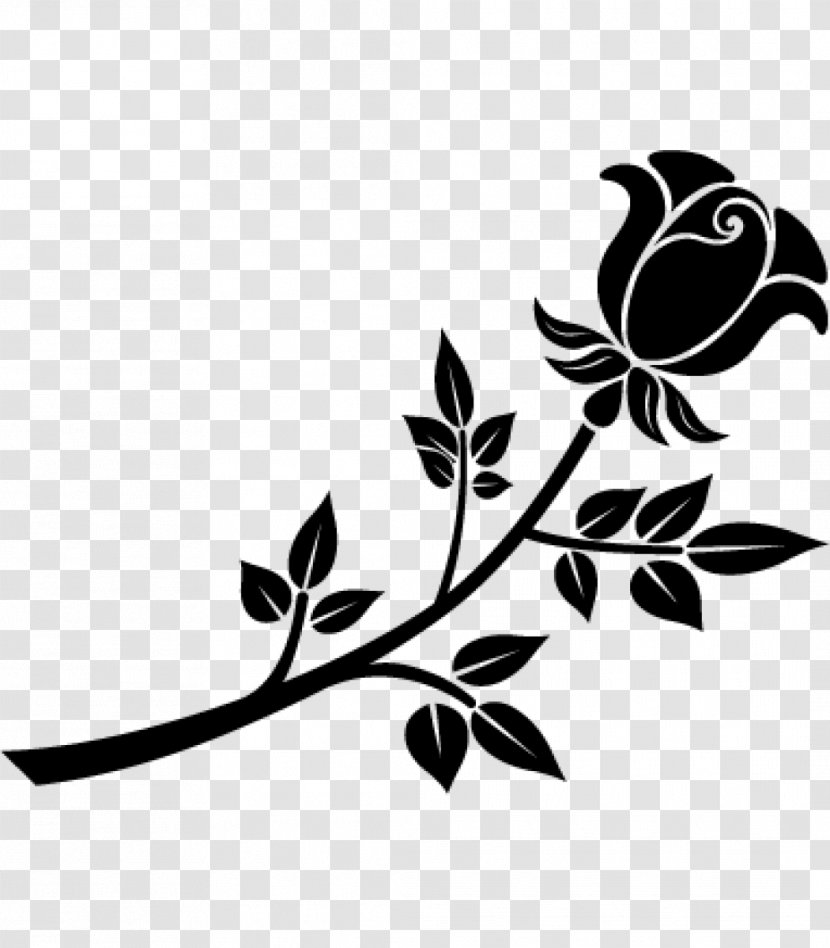 Stencil Rose Silhouette - Black Transparent PNG