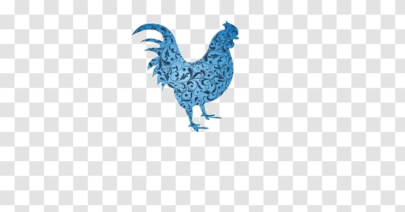 Chicken Chinese New Year Zodiac Rooster Coq De Feu - Fai Chun - Blue Pattern Transparent PNG