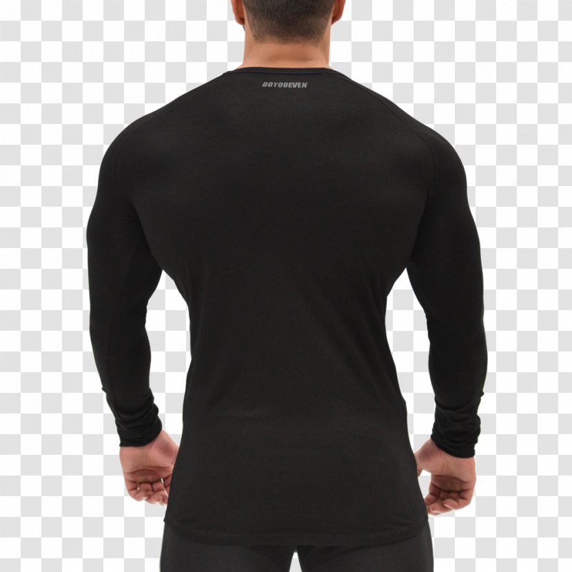 Long-sleeved T-shirt Crew Neck - Black - Span And Div Transparent PNG