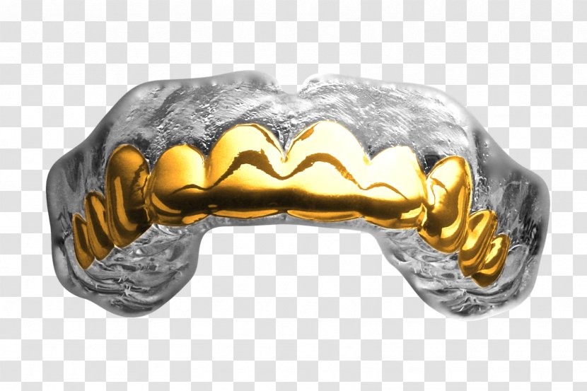 Human Tooth Grill Gold Teeth - Dental Mouthguards - Biting Final Five Transparent PNG