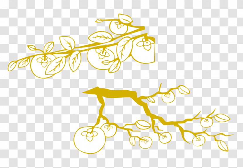 Persimmon Branch Clip Art - Pixel - Vector Branches Transparent PNG