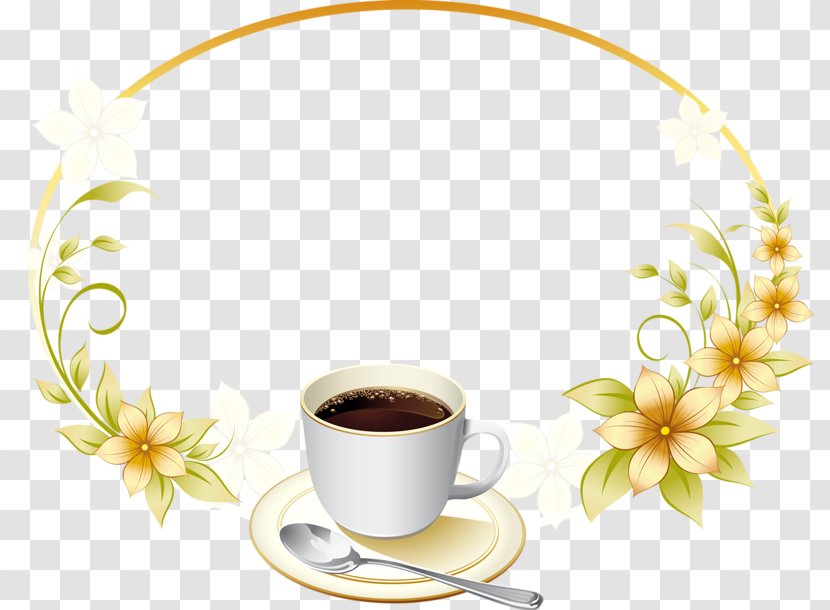 White Coffee Tea Turkish Cafe - Dinnerware Set - Gold Frame Element Transparent PNG