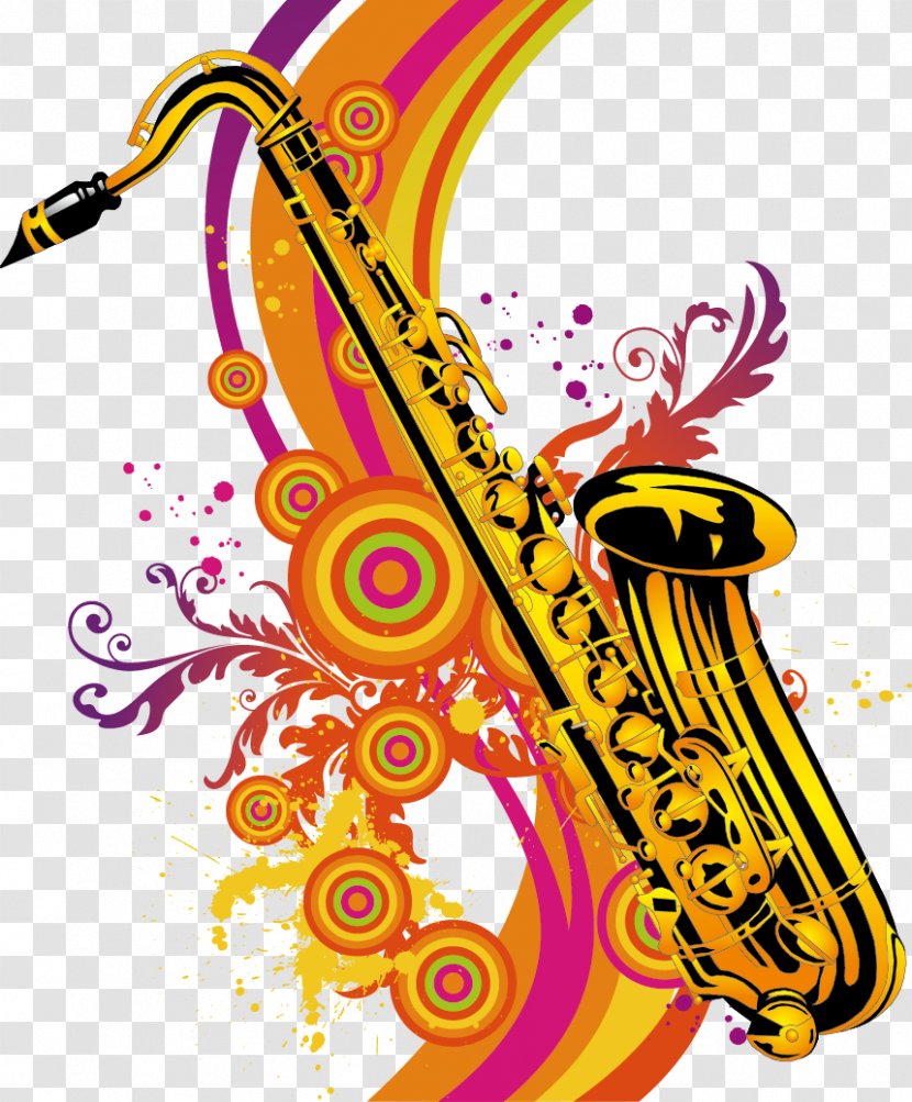 Clip Art - Silhouette - Saxophone Draw Color Pattern Vector Transparent PNG