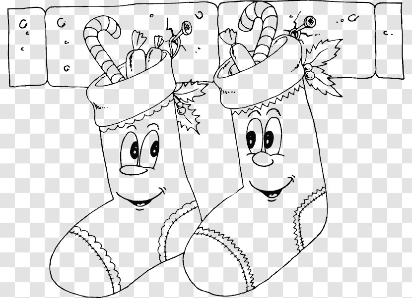 Santa Claus Christmas Stockings Coloring Book - Cartoon - Tirumala Transparent PNG