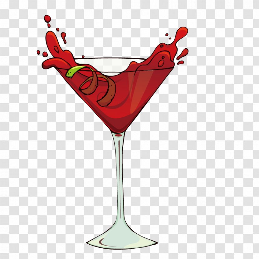 Cosmopolitan Cocktail Juice Pink Lady Wine Glass - Stemware - Vector Transparent PNG
