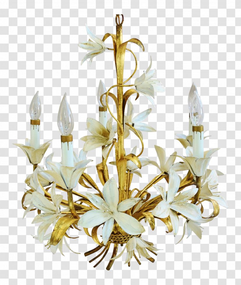 Chandelier Gilding Gold Light Fixture - Flower Transparent PNG