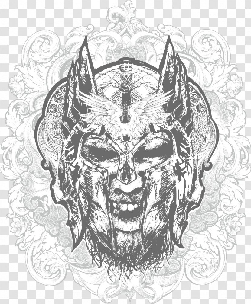 Sons Of Odin Thor - Gray Hand Painted Raytheon Son Face Vector Transparent PNG