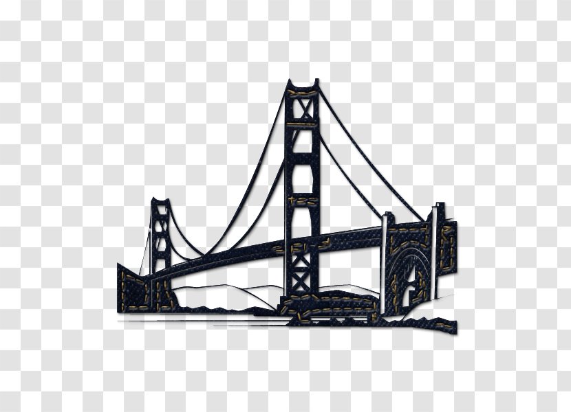 Golden Gate Bridge San Francisco Cable Car System Clip Art - Black Cliparts Transparent PNG