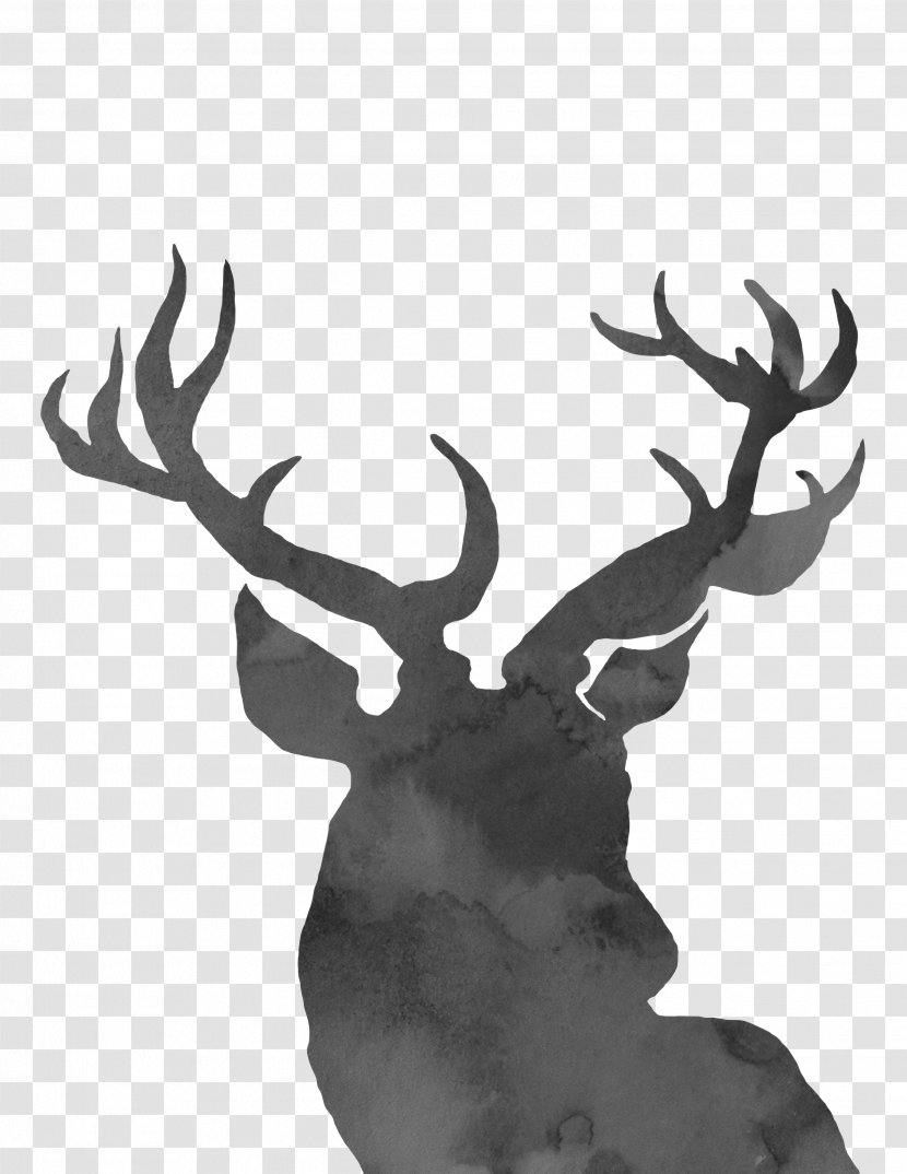 Reindeer Paper Santa Claus Holiday - Monochrome Photography - Christmas Elk Silhouette Transparent PNG