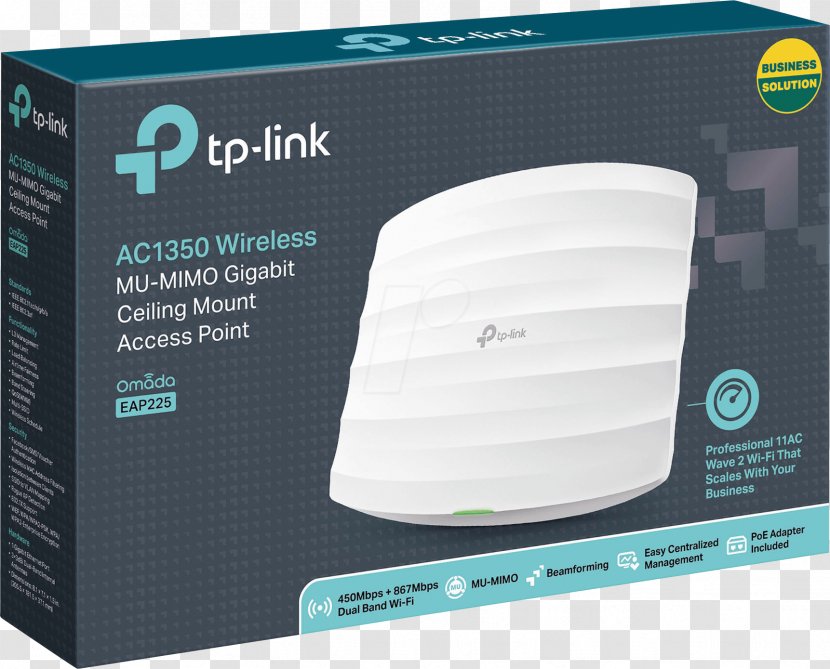 TP-LINK Auranet EAP225 Wireless Access Points Gigabit Ethernet IEEE 802.11ac EAP245 - Tplink Eap225 Transparent PNG