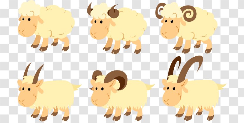 Sheep Goat Cattle Clip Art - Cartoon - 6 Design Vector Material Transparent PNG
