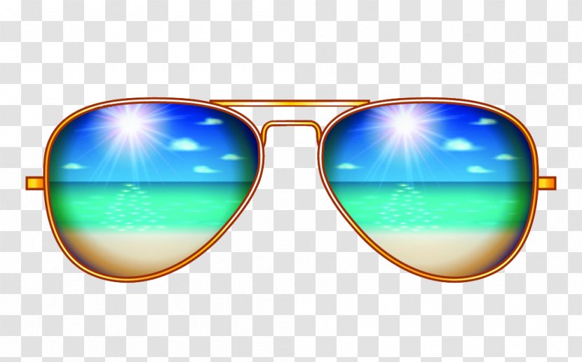 Sunscreen Aviator Sunglasses - Creative Illustration Transparent PNG