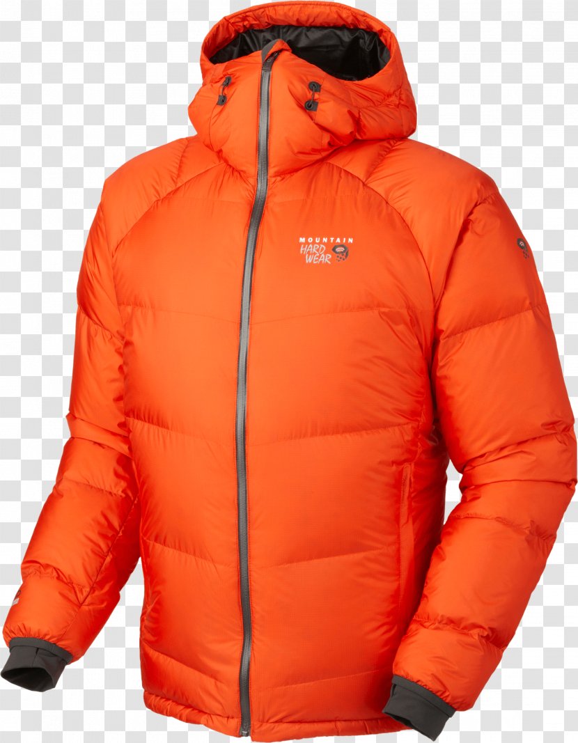 Mountain Hardwear Jacket Hoodie Down Feather - Pocket - Orange Image Transparent PNG