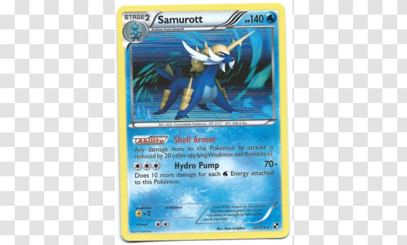 Pokemon Black & White Pokémon X And Y 2 Samurott Trading Card Game - Types Transparent PNG
