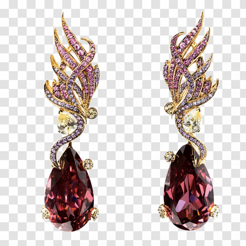 Earring Ruby Jewellery Hue - Gemstone Transparent PNG