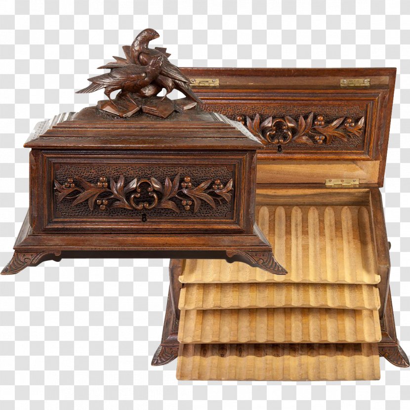 Antique Cigar Box Humidor - Furniture - Wood Caving Transparent PNG