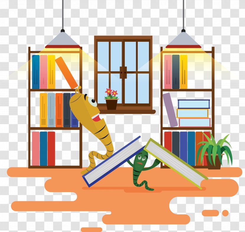 Bookcase Cartoon Illustration - Play - The Caterpillar Put Book In Transparent PNG