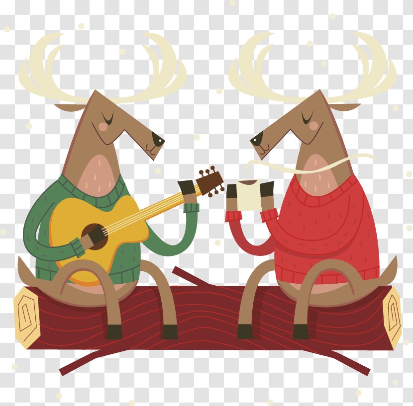 Santa Claus Reindeer Christmas NORAD Tracks - Cartoon - Vector Deer Playing Transparent PNG