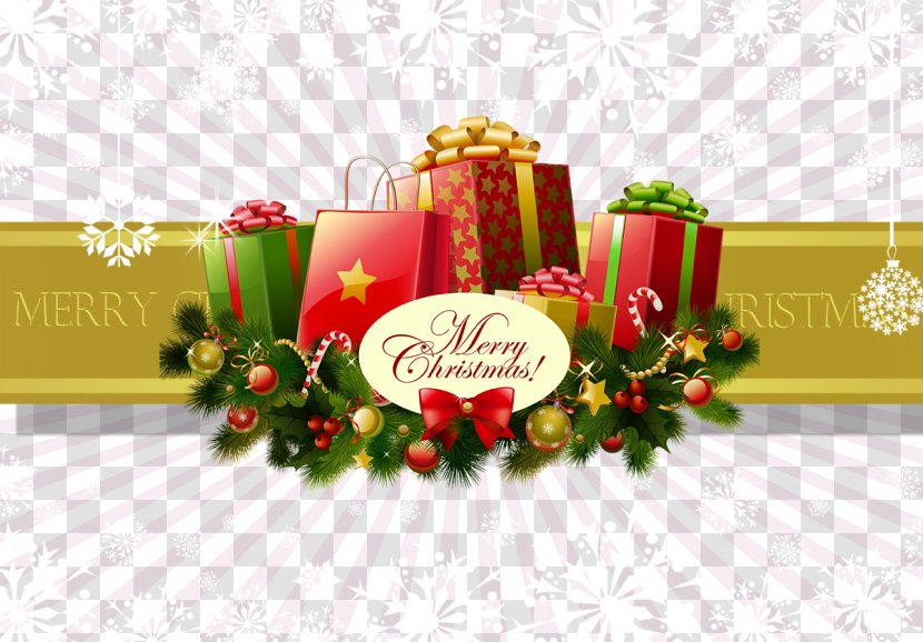 Text Floral Design Christmas Ornament Greeting Card Sticker - Merry Transparent PNG
