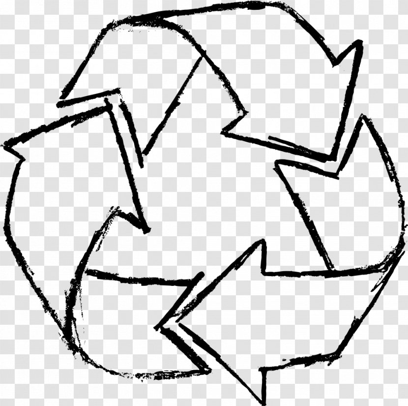 Drawing Line Art Recycling Symbol - Drawn Transparent PNG