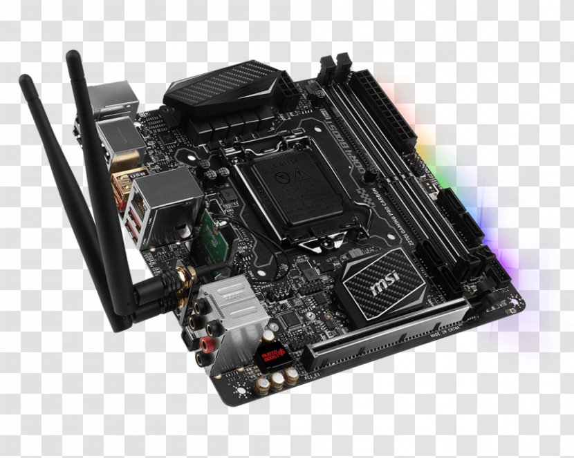 Intel MSI Z270I GAMING PRO CARBON AC LGA 1151 Mini-ITX - Computer Cooling - Motherboard Transparent PNG