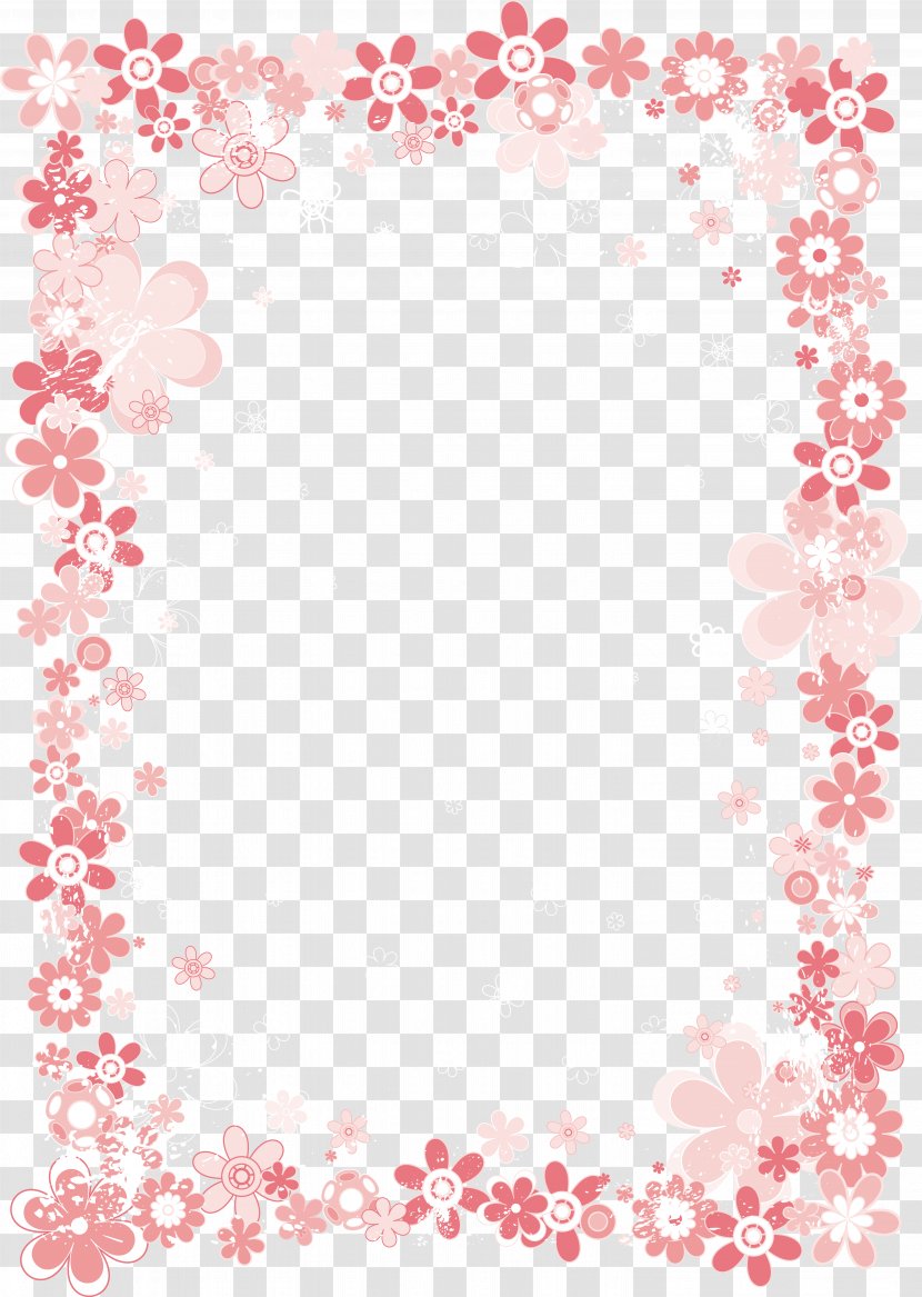 Flower Paper Pink Clip Art - Petal - Floral Border Transparent PNG