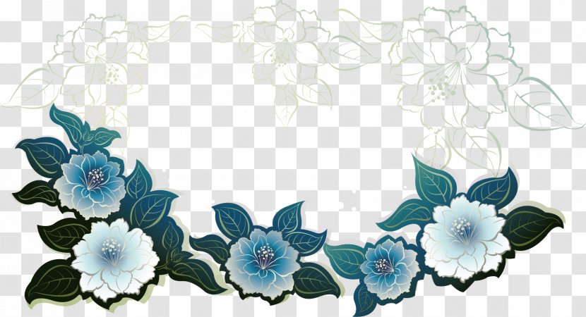 Cdr - Turquoise - Floral Decoration Transparent PNG