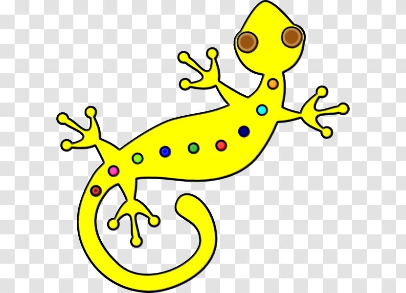 Yellow Clip Art Gecko Animal Figure Lizard - Sticker Tail Transparent PNG