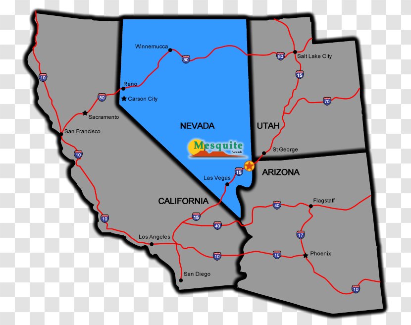 Mesquite Carson City Las Vegas Map Transparent PNG