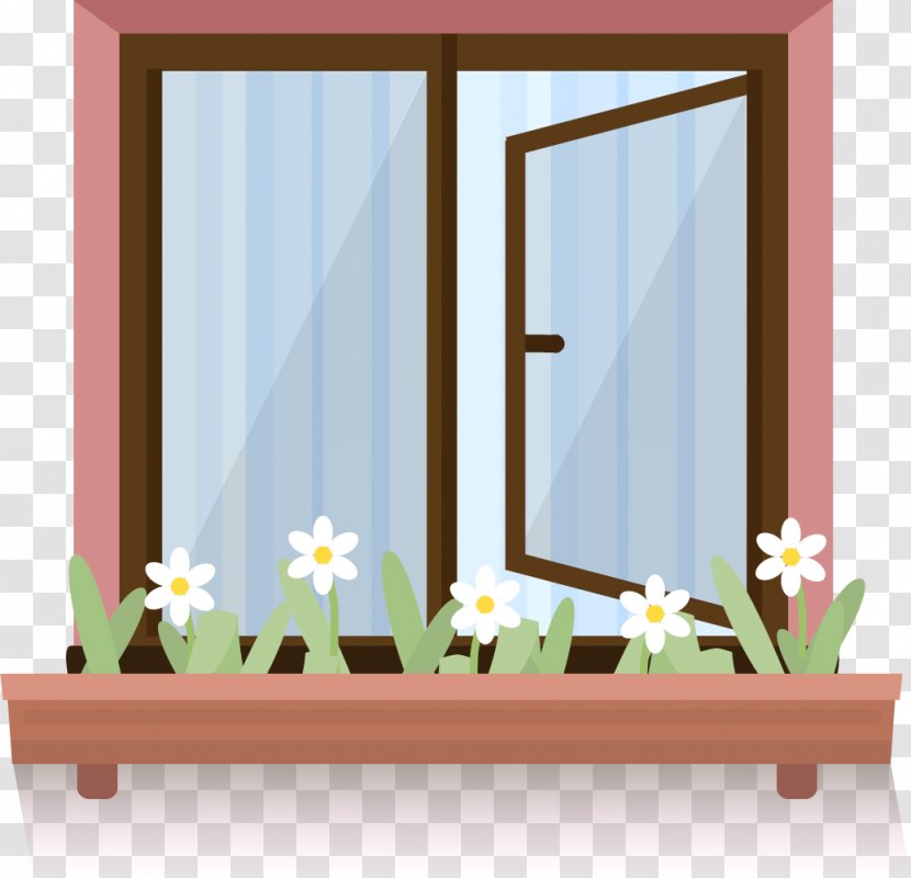 Window Euclidean Vector - Flower - Sill Transparent PNG