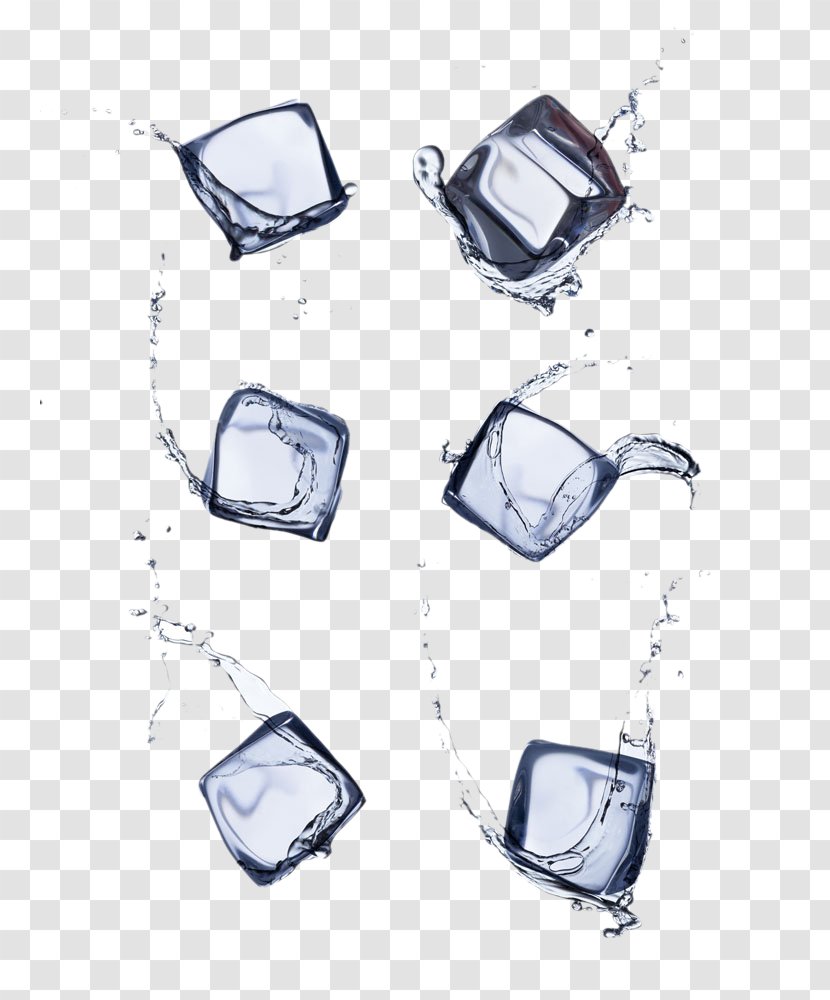High Throw Ice Cubes With Water Drops - Reflection - Goggles Transparent PNG