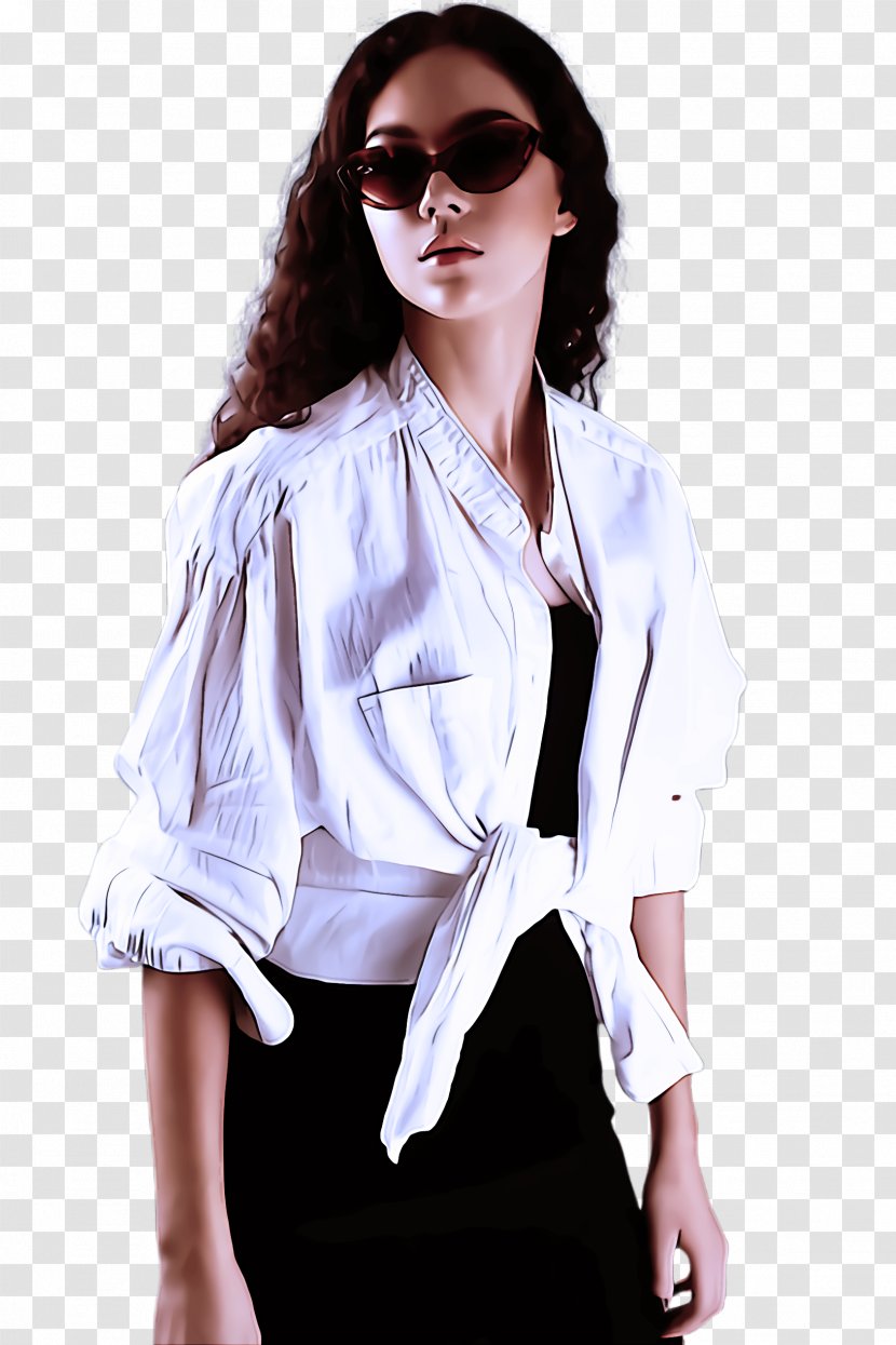 Clothing White Shoulder Eyewear Outerwear - Fashion Model - Blouse Transparent PNG