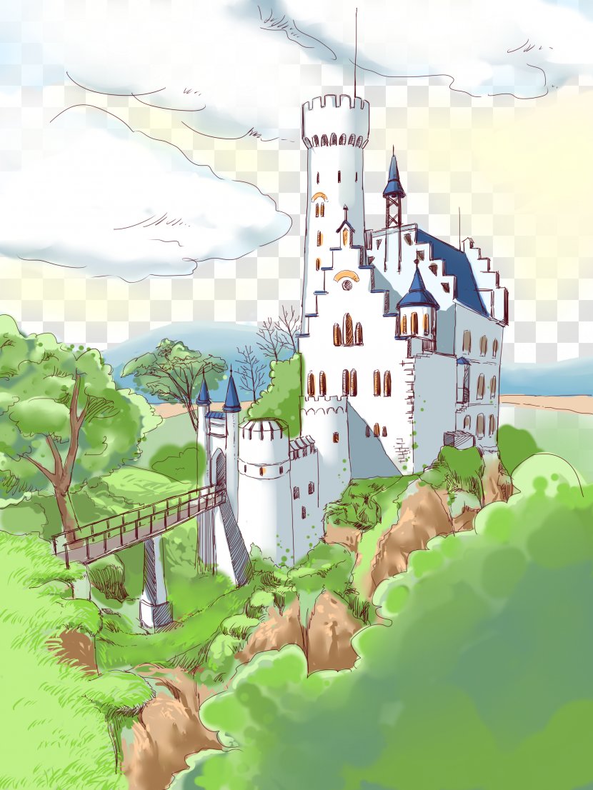 Forest Castle Drawing Cartoon - Vecteur - Painted Transparent PNG