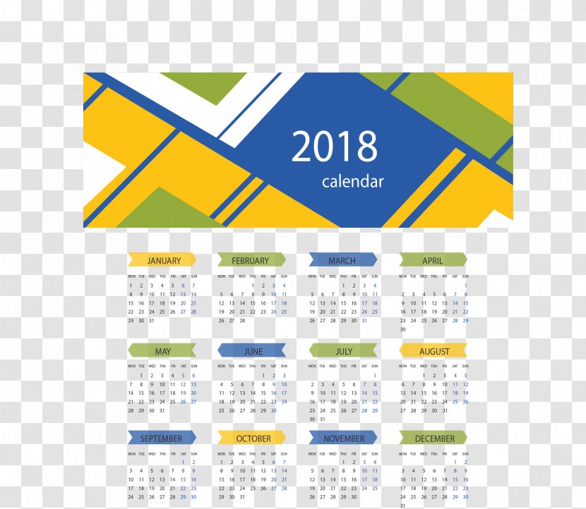 Calendar MacOS - Yellow - Blue Abstract Background 2018 Transparent PNG