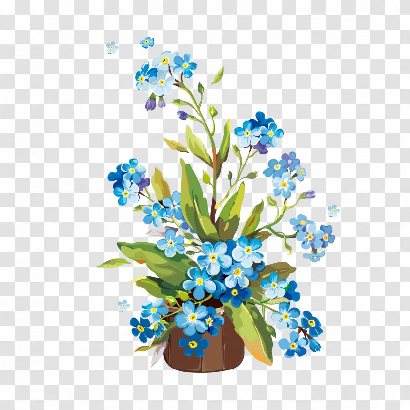 Flower Gouache Clip Art - Flowering Plant - Hand Drawn Free Download Transparent PNG