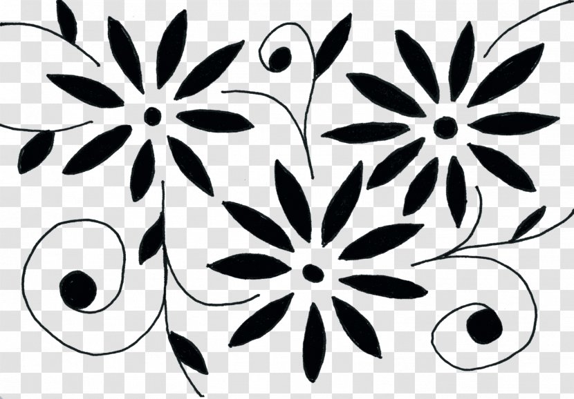 Drawing Black And White Line Art Sketch - Flower Transparent PNG