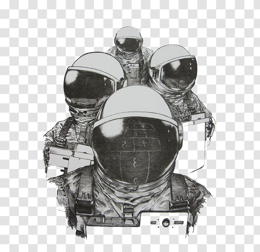 Astronaut Outer Space Drawing Suit Sketch - Helmet - Hand Drawn Transparent PNG