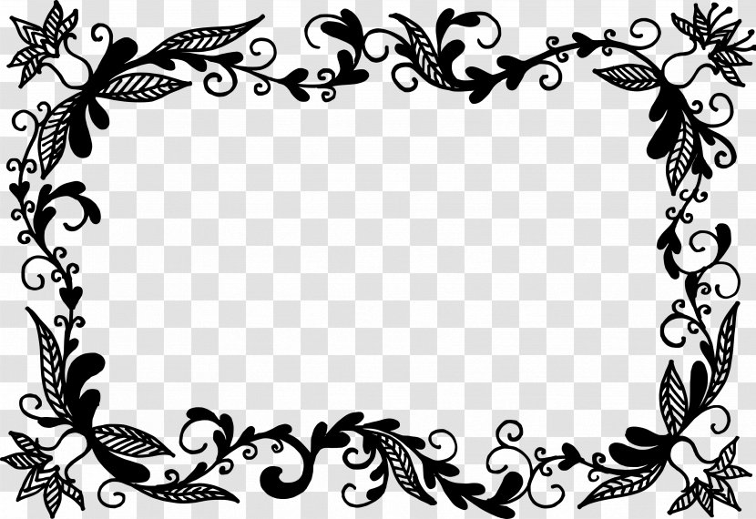 Picture Frames Flower - Black And White - Vector Border Transparent PNG