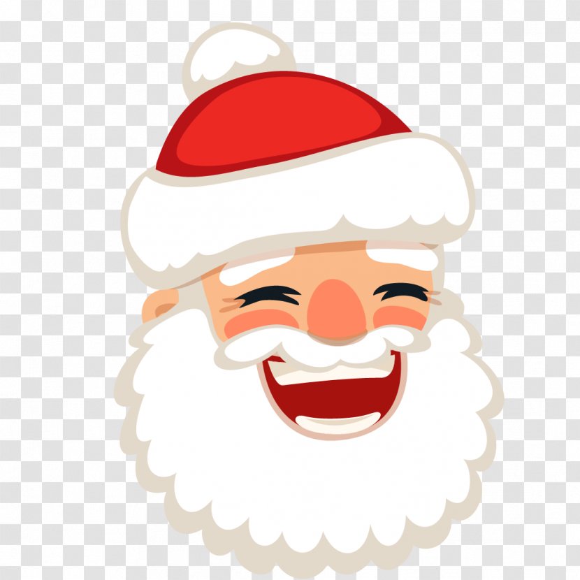 Santa Claus Reindeer Christmas - Cartoon - Laughing Head Vector Transparent PNG