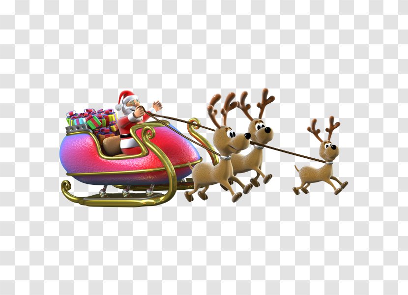 Reindeer Santa Claus Sled Gift Christmas Transparent PNG