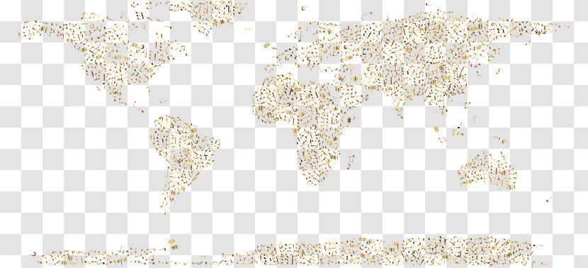 World Map Gold Musical - Worldwide Transparent PNG