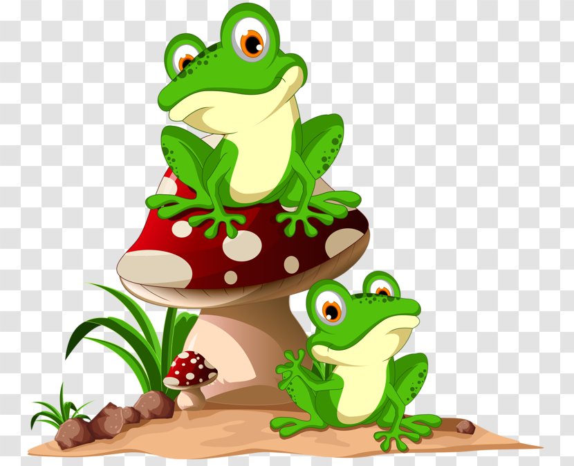 Frog Cartoon Clip Art - Shutterstock - Squatting On Mushroom Transparent PNG