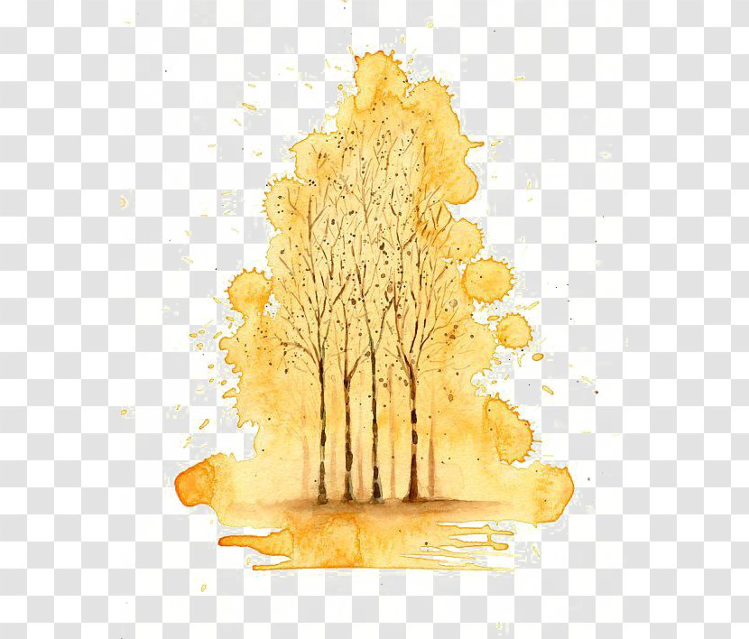 Forest Watercolor Painting Paper - Yellow Transparent PNG