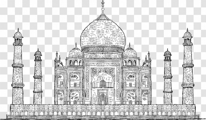 Taj Mahal Euclidean Vector Clip Art - Monochrome Photography - Artwork Transparent PNG