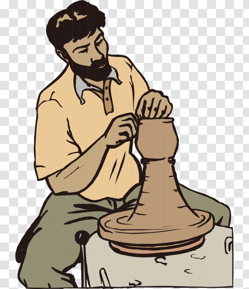 Animation Pottery Clip Art - Ceramic - Cartoon Painted Made Man Beard Transparent PNG