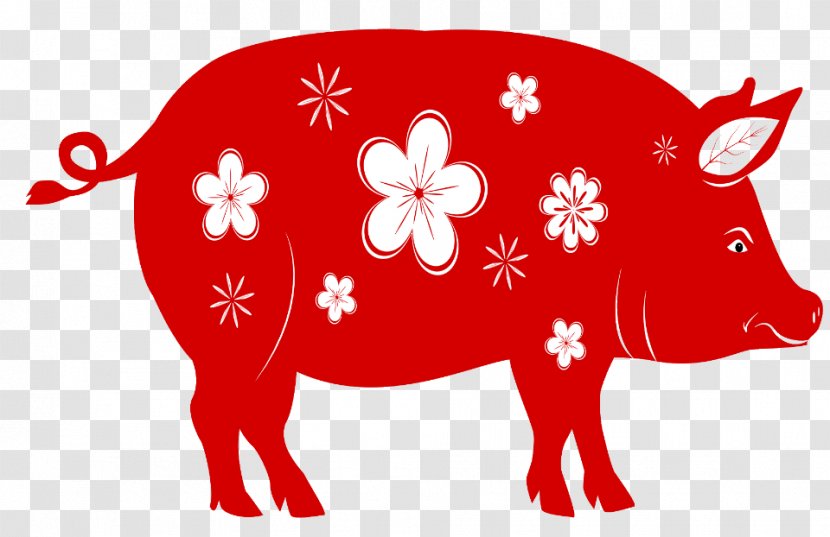 Chinese New Year Vector Graphics Pig Illustration - Livestock - Background Transparent PNG