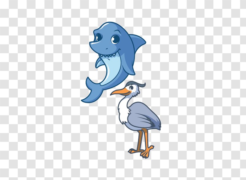 Duck Flightless Bird Cartoon Illustration - Beak - Shark Transparent PNG