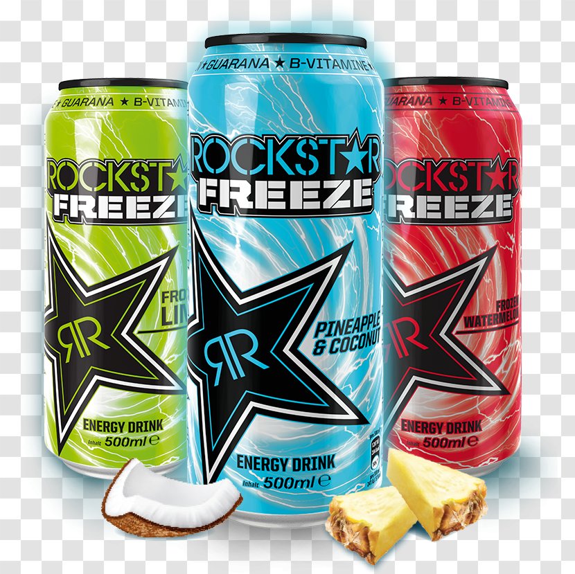 Energy Drink Aluminum Can Fizzy Drinks Tin Rockstar - Watermelon Pineapple Transparent PNG