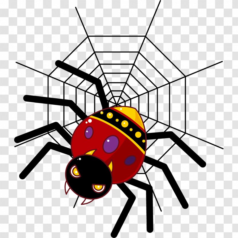 Spider Cartoon Clip Art - Ladybird - Hand Painted Red Transparent PNG